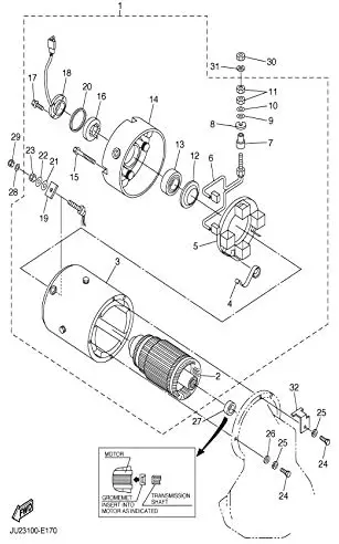 Комплект угольной щетки HITACHI Motor для электрических Гольф-мобилей YAMAHA # JU2-H1801-20