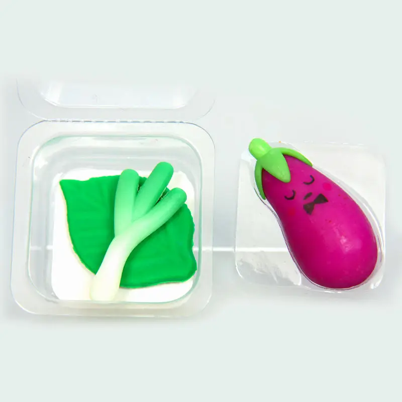 Hot sell wholesale custom OEM school supplies vegetable shape eraser for children PVC material rubber 3D Pencil eraser for kid