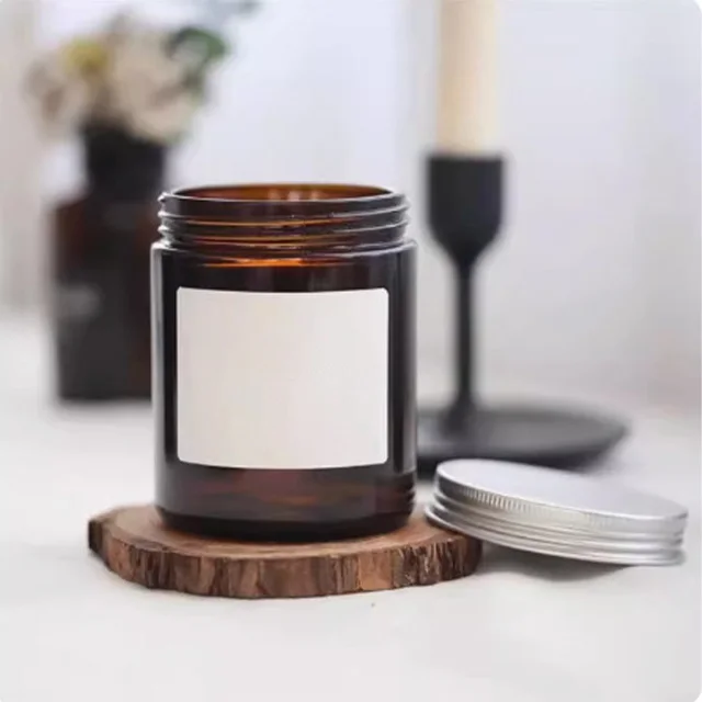 Putian Bamboo Lid Nordic Decorative Candle Jar Custom Color Black White Brown Frost Empty Glass Candle Jars With Gift Box