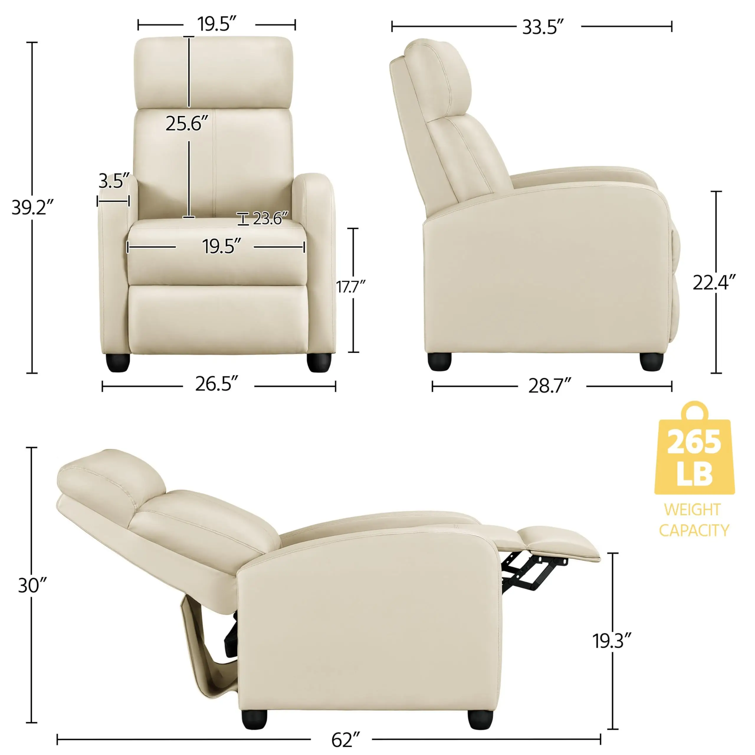 Genuin Leather Reclining Chair Power Electric Recliner Sofa Chair For Home Living Room Hotel Salon