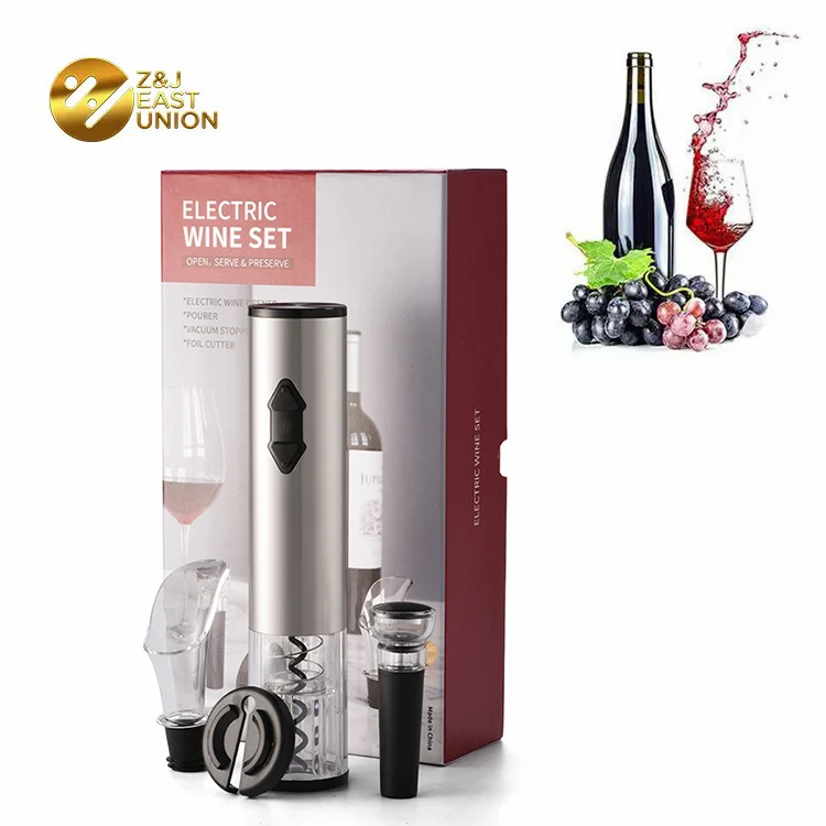 NEW Rechargeable Stainless Steel Cork Remover Electric Automatic Wine Corkscrew Opener Set Gift