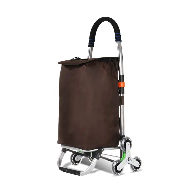 Custom Logo Cart High Quality Trolley Foldable Grocery Shopping Bag With Wheels