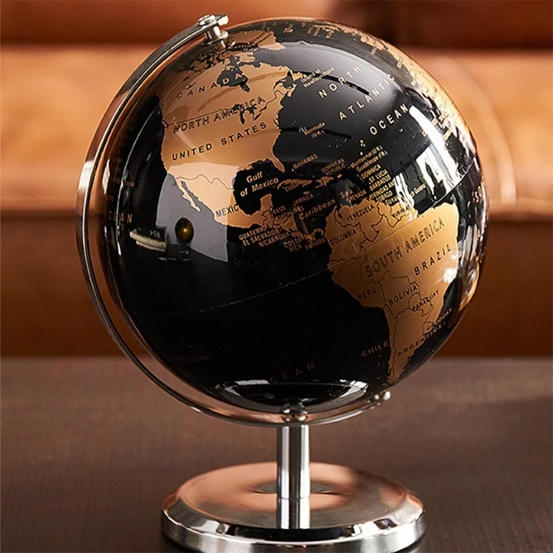 Marble Base Metal World Desk Globe Silver Plastic Rotating Educational Large World Map Earth Globes For Office Decoration