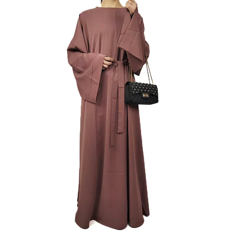 Wholesale crew neck islamic dress arab ladies abaya women muslim dress 2023 dubai