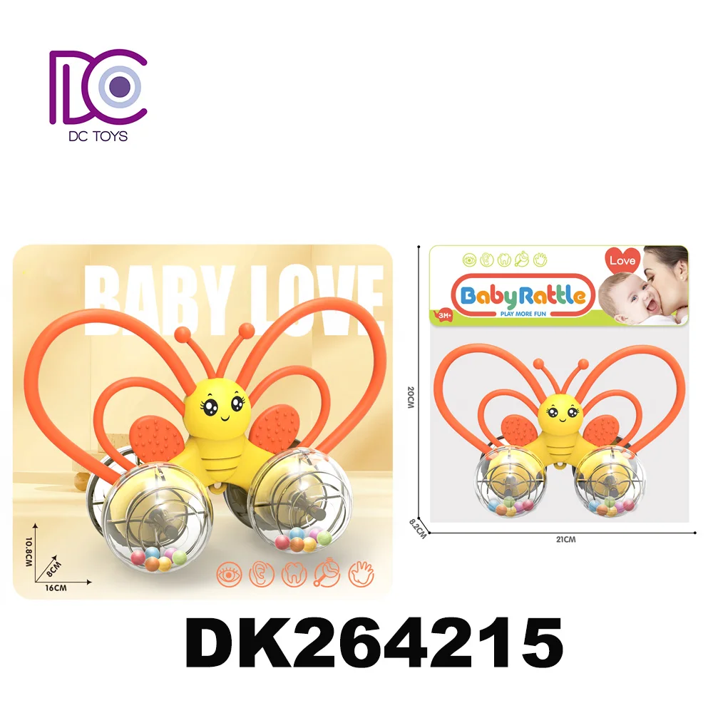 DC newest design baby rattle series hedgehog butterfly  crab stegosaurus baby rattle car toys factory direct
