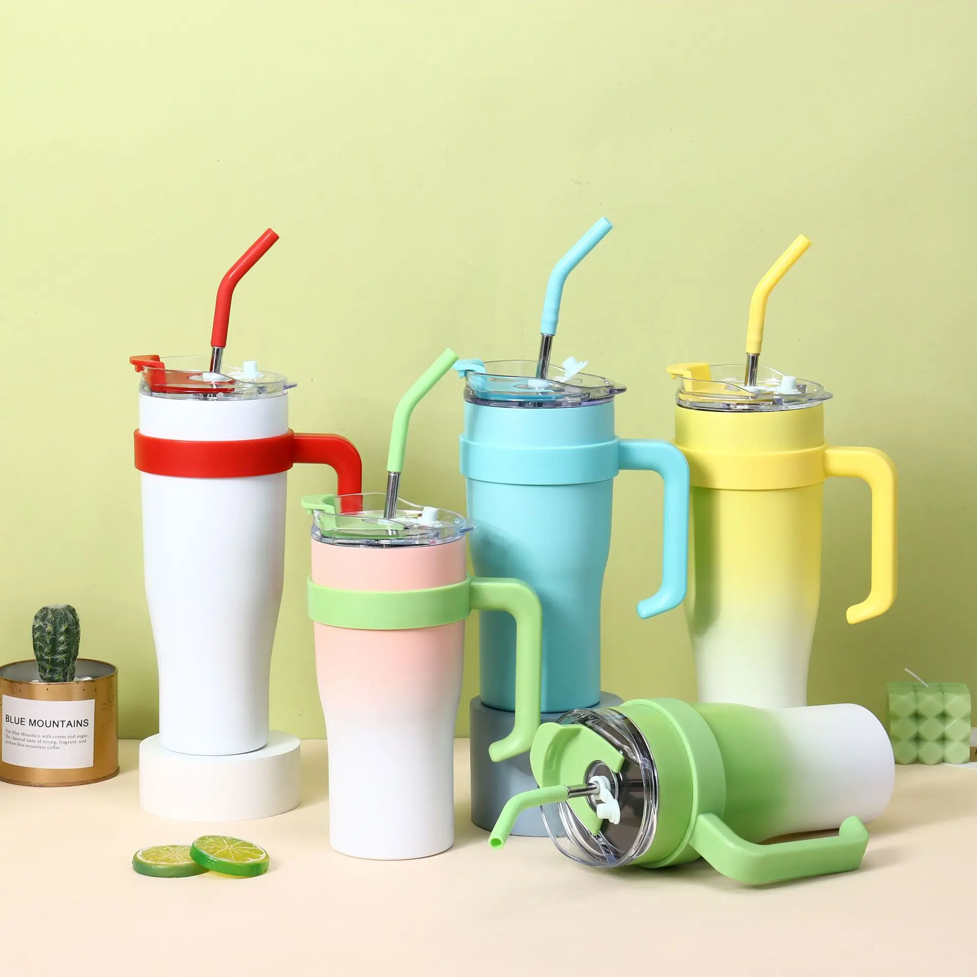 Hot Sale 40 Oz Stainless Steel Vacuum Insulated Tumbler 40oz Tumbler With Handle With Lid Straw For Water Iced Coffee Bottle