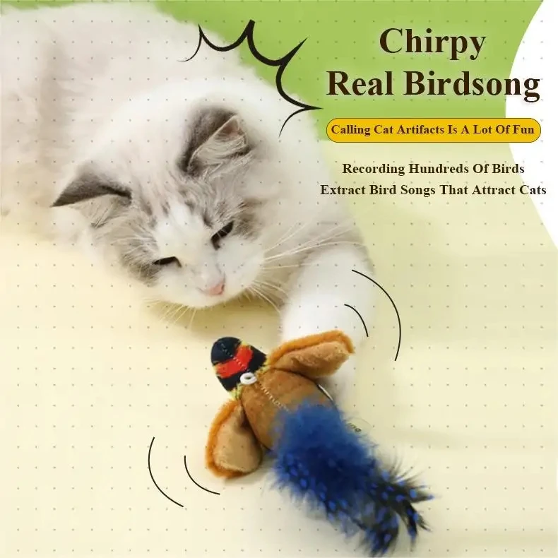 Yoyo New Pet Cats Play Toy Simulated Bird Natural Pet Toys Can Be Paired With Hanging Sound Plush Bird Called Toys For Cats