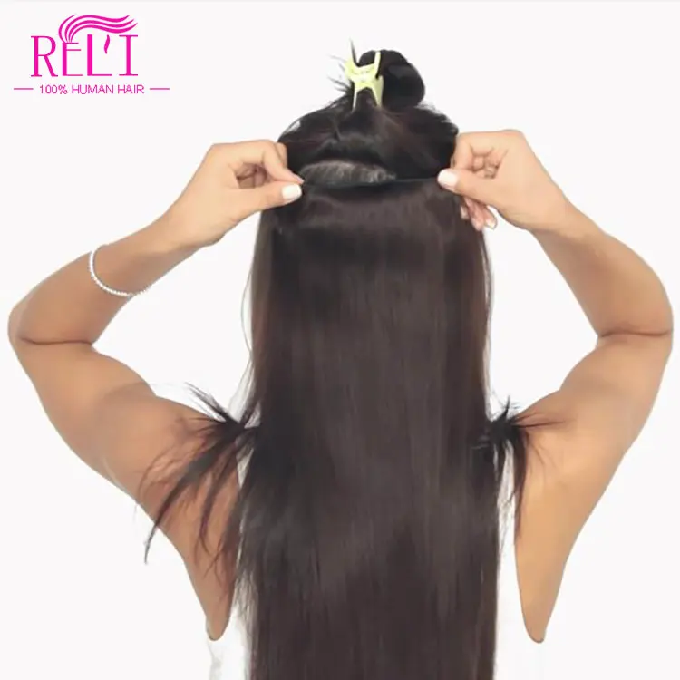 Invisible clip ins human hair seamless virgin remy clip in hair raw indian body wave 100% human hair extensions clip in
