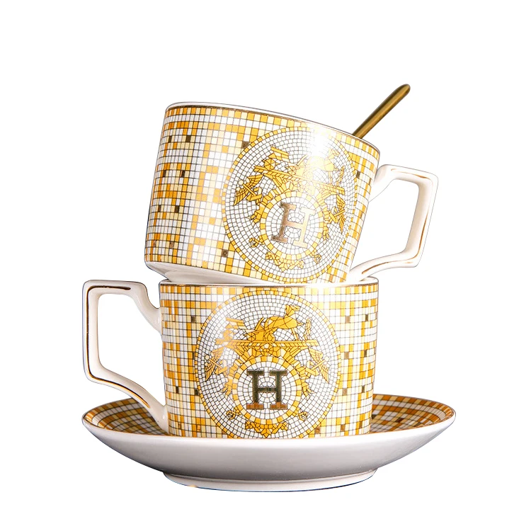 Hot Sale Cheap Restaurant Luxury Bone China Coffee Cup With Saucer Ceramic Gold Tea Cup Sets