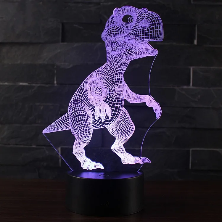 3D Dinosaur Night Light Three Pattern and 7 Color Change Decor Lamp with Remote Control for Kids
