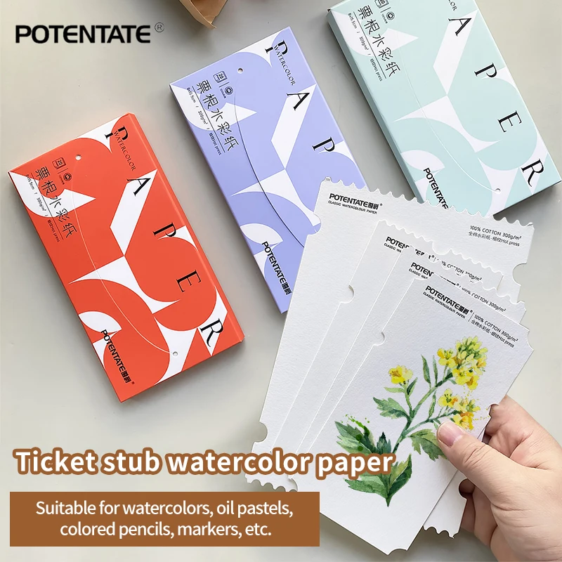 POTENTATE 032881 20Sheets 300g Watercolor Paper Fine Lines Stamp Postcard Ticket Stub Paper Painting Art Supplies