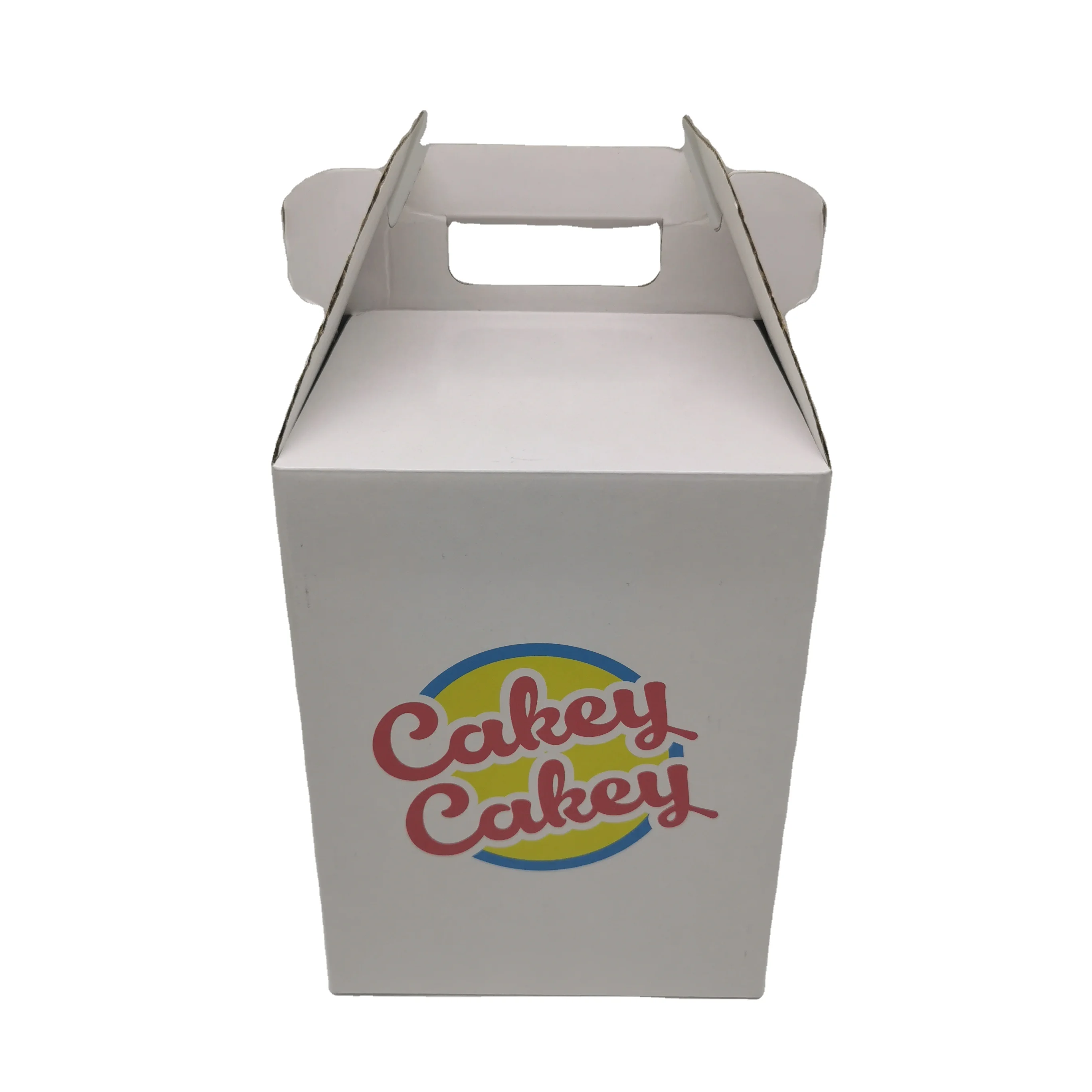factory wholesale corrugated paper custom tall cake box with handle