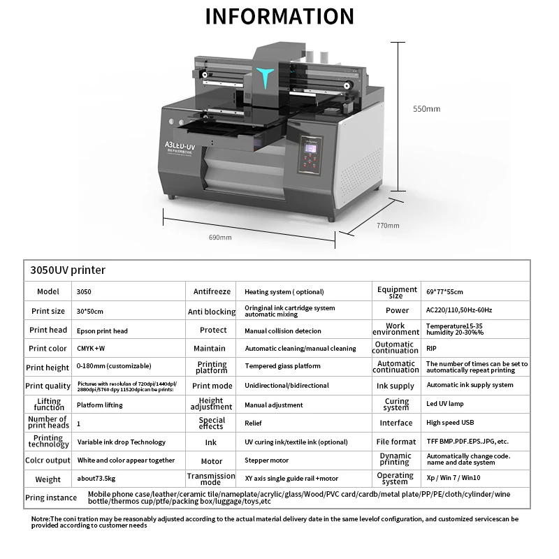 3050 UV printer desktop digital tablet A3 UV phone case printer phone case printing machine can print 3D relief printer