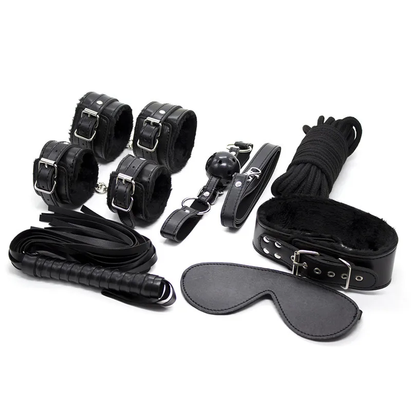 Adult BDSM Neck Bandage Handcuffs Cuffs Kit Strap Whip Rope Adult Sex Toys Fishing Lure