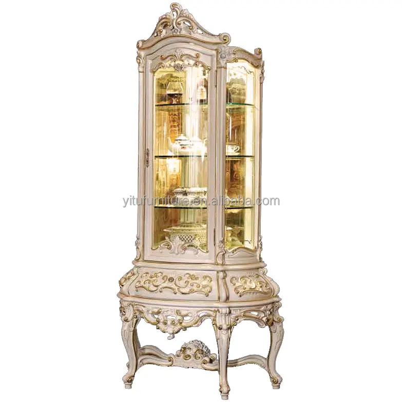 Baroque style dining room furniture set french antique cabinet living room European wall unit high end wine glass cabinet