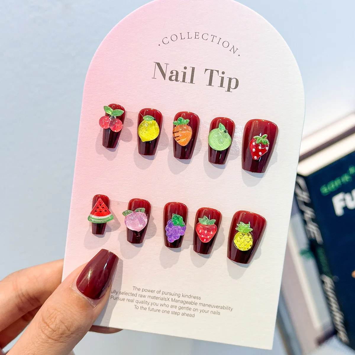 Anime cherry, apple, and watermelon 3D resin nail accessories cartoon mini fruit nail decorations charms