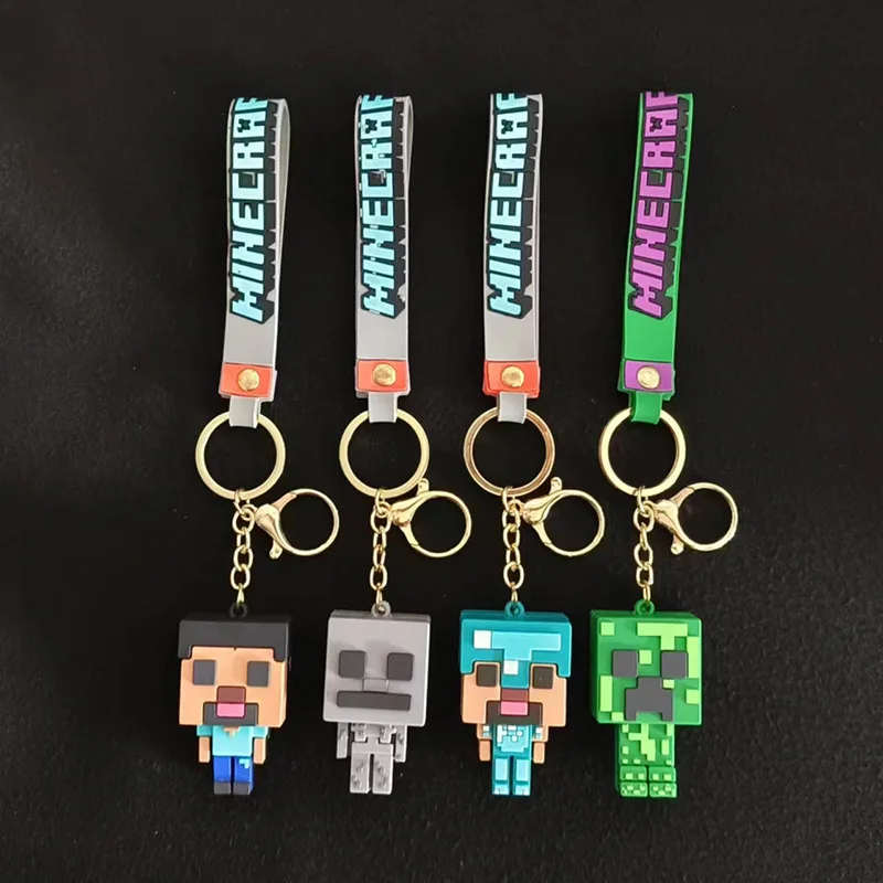 Anime Cartoon MC My Craft Mine Action Figure Q version Mini Fidget Ornament Vinyl PVC Alloy Keychain Backpack Pendant Mine World