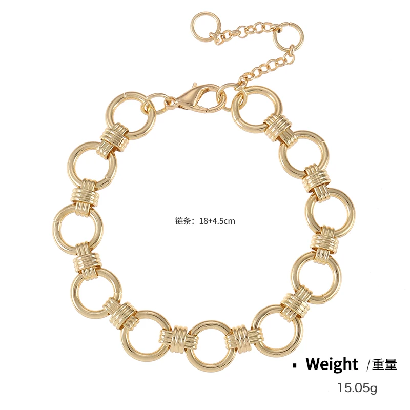 KJ fashion women coarse gold chain bracelet copper accessories coarse Cuban chain stacking bracelet jewelry