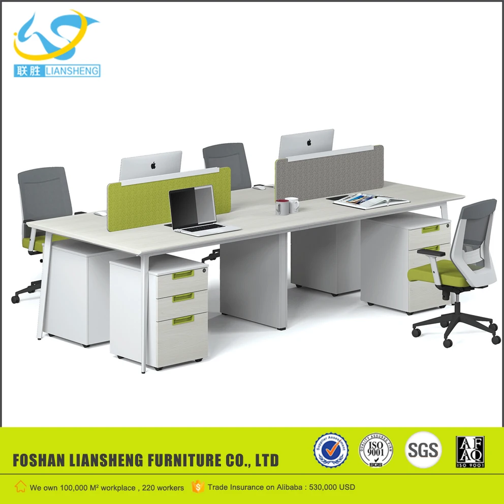 Black Aluminum frame 4 person workstation, modern design office table photos