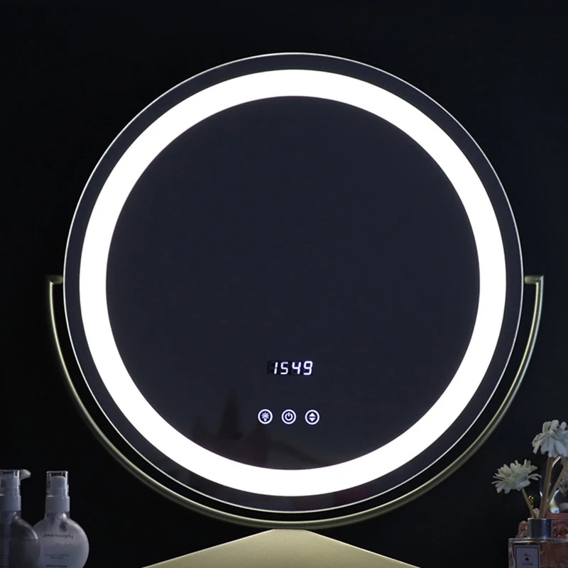 Vanity table touch sensor for mirror cosmetic mirror makeup led light with triangular gold base