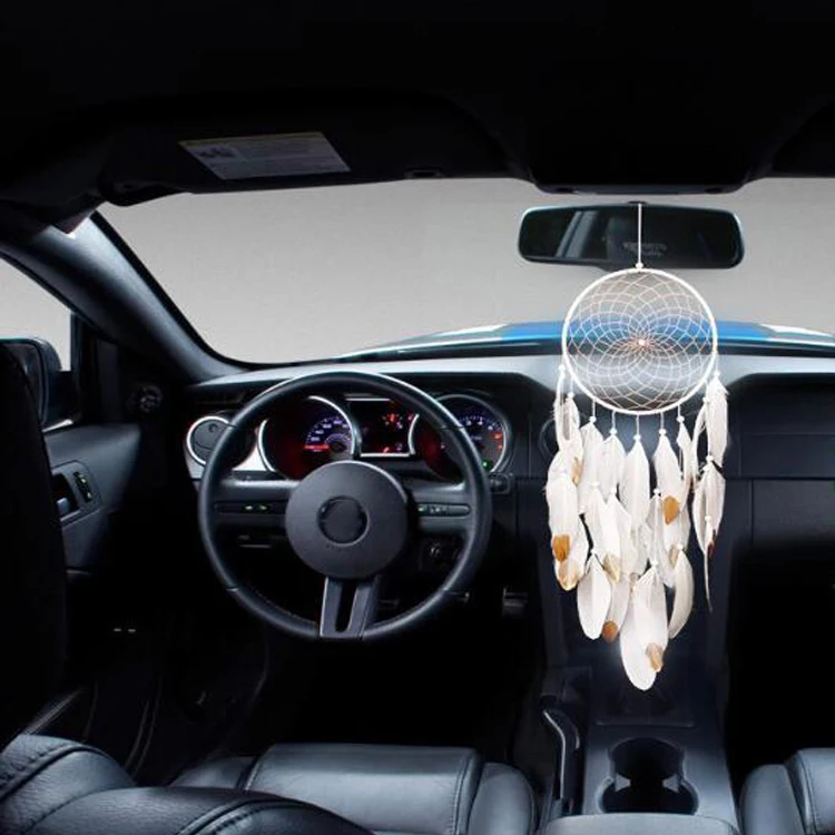 Factory Dream Catcher Cars Ring Satin Dream Catcher Feather Wall Hanging Boys and Girls Party Room Home Decor Ornaments Gifts