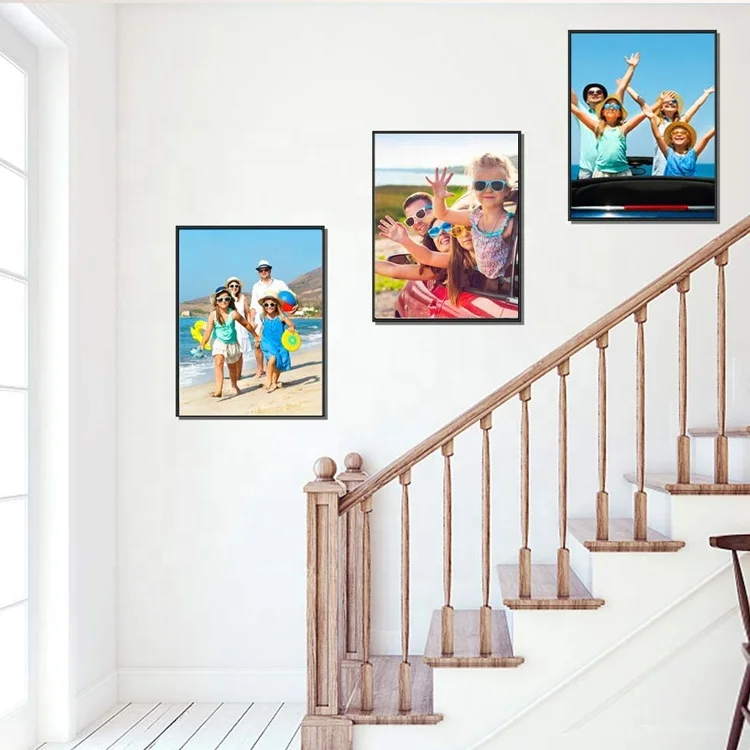 Modern Silver Aluminum A2 Photo Frame Smooth Wall Hanging Poster Frame with Back Wrap and Glass Hardware A4 Size