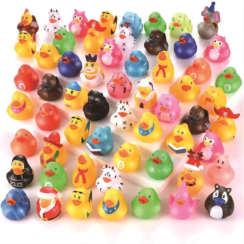 Promotional 2 Inch custom yellow Rubber Printed Duck bath Plastic Weighted Floating Race Assorted Toys