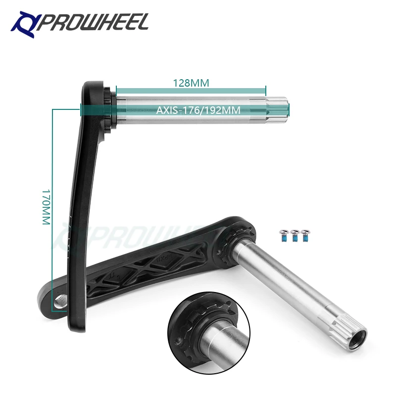 PROWHEEL Snow Bike 170mm Crankset Axis 176/192mm Fat Bike Crank Arm Bottom Bracket BB 100/120 Bicycle Parts
