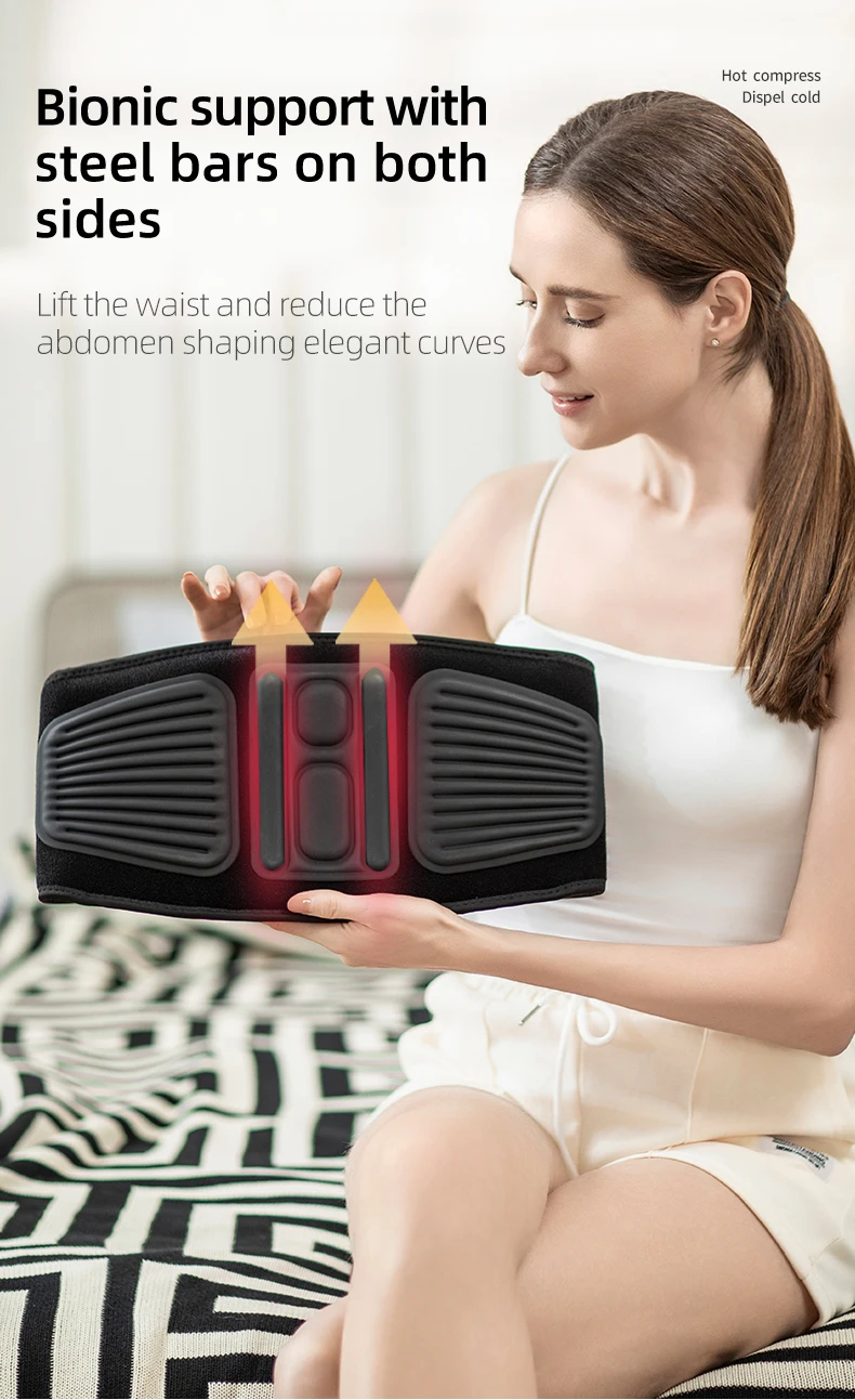 Electric Multi Function Fatigue Relief Hot Wave Lumbar Support Vibration Red Light Hot Compress Massage Waist Belt