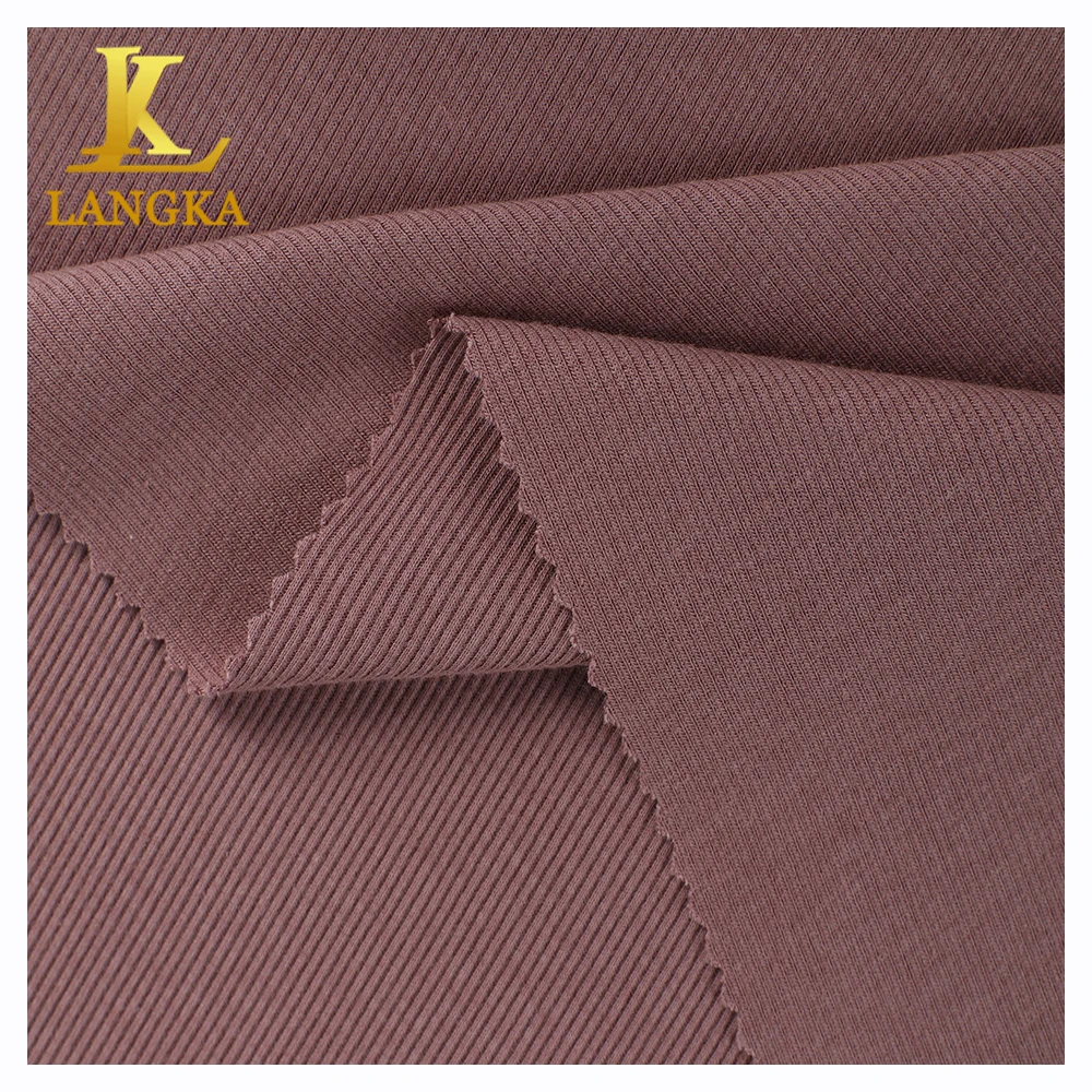 Langka custom elastane 92% bamboo fiber 8% spandex 2*2 rib knit fabric for pajamas sleepwear
