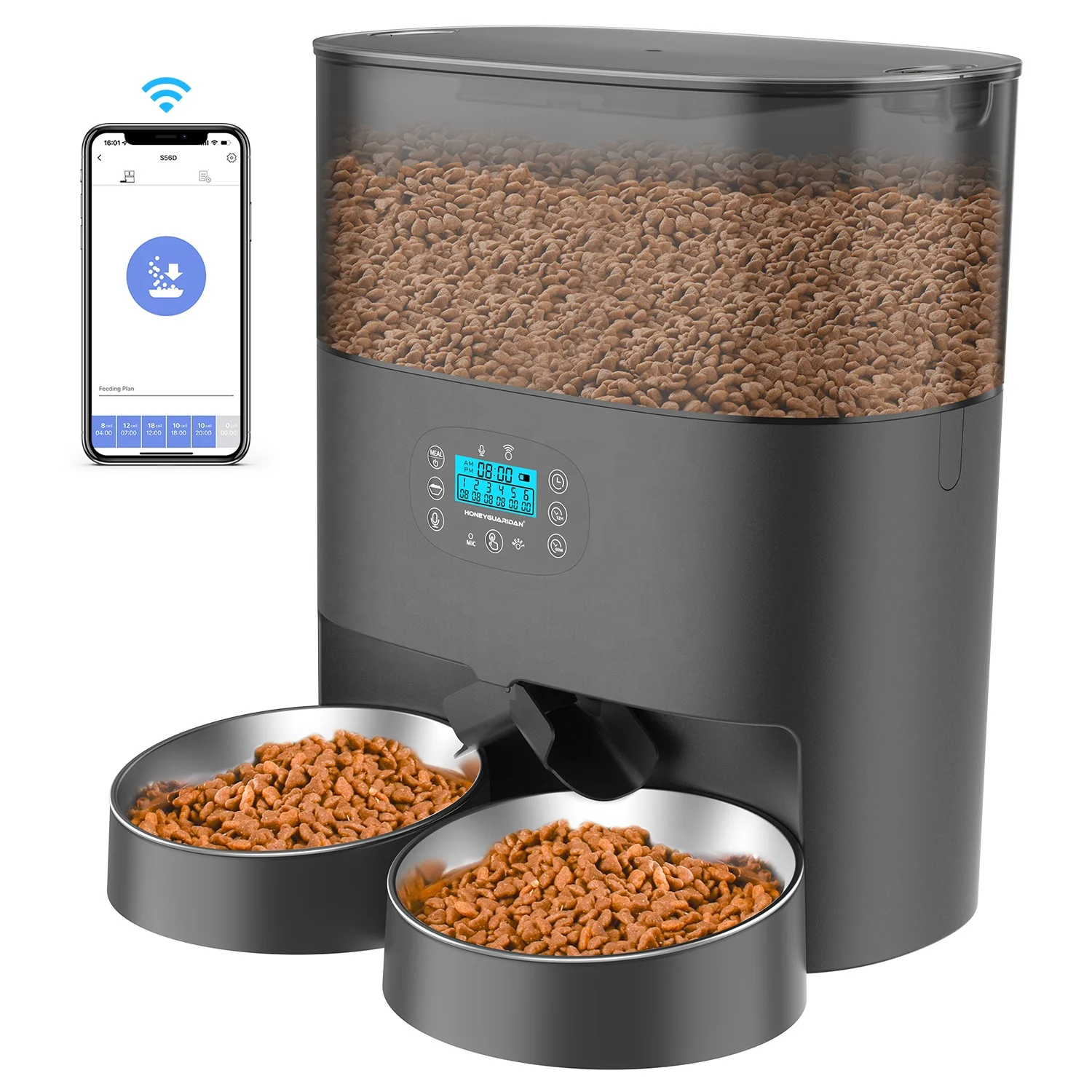 Factory High Quality Pet Smart Feeder With WIFI Two Way Splitter for Cats dogs With Smart life APP Smart pet feeder
