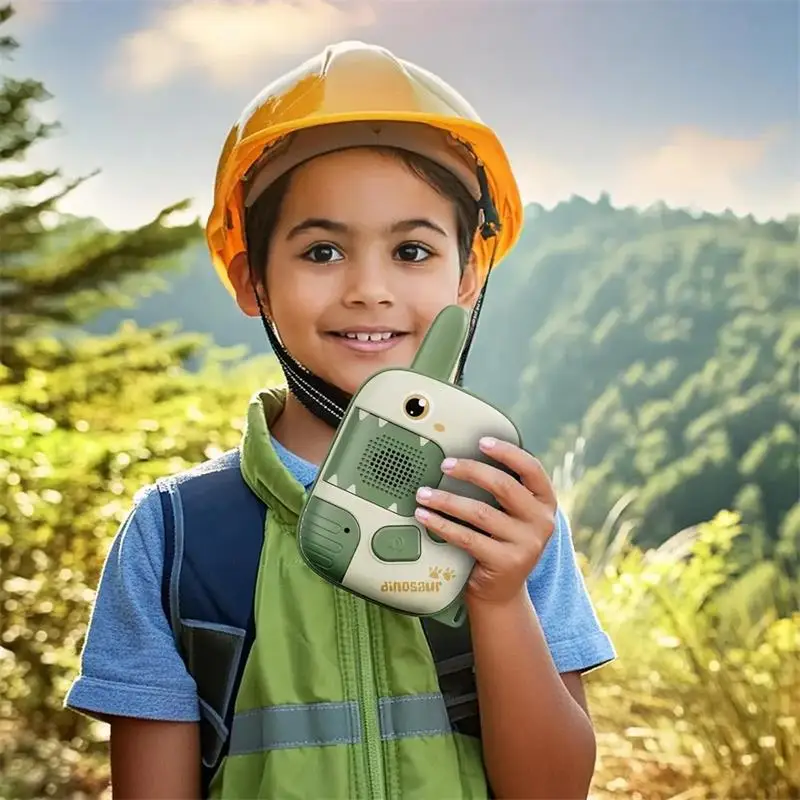 2pcs Kids Dinosaur Walkie Talkie Toy Long Range Mini Handheld Button Interphone Outdoor Wireless Transmission Walkie-talkie Toy