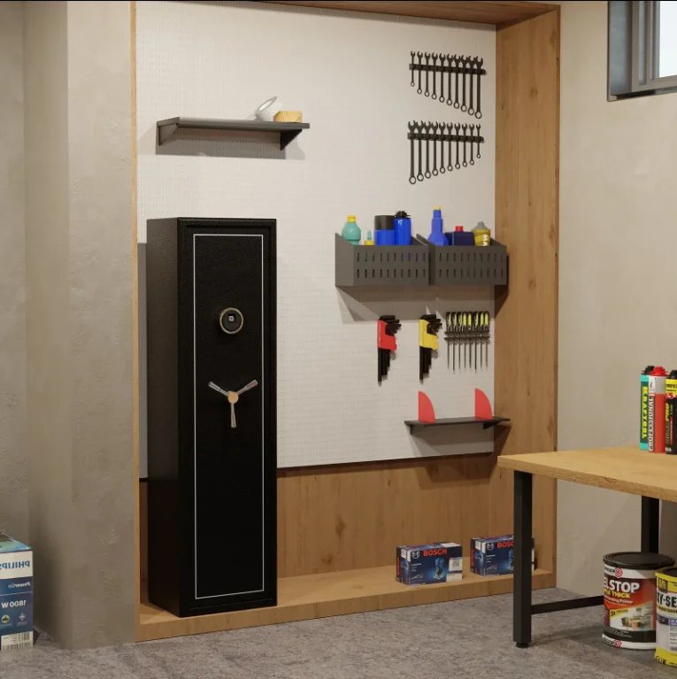 Fingerprint Metal Long Gun Safe, 7 Gun Security Cabinet for Long Gun & Handgun Hot-sale Products