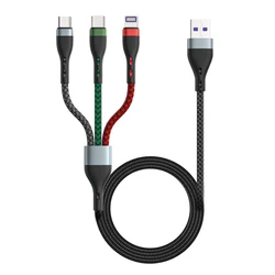 New 3A multi 3 in 1 retractable strong nylon braided type c lightning cable android fast charging data transfer cable for phone