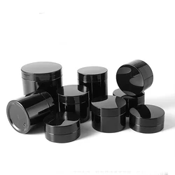 printed logo 50ml 8oz 250ml 100ml 300ml black jar pet 6 ozlow profile cosmetic container bottle and jars 200ml with black lids