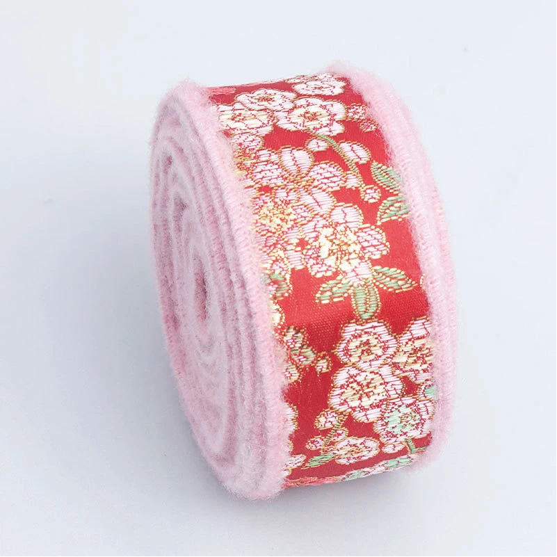 Chinese Style Embroidered Ribbon Winter Clothing Raw Edge Ribbon Headwear Hairpin Flowers Gift Cotton Herringbone Tape
