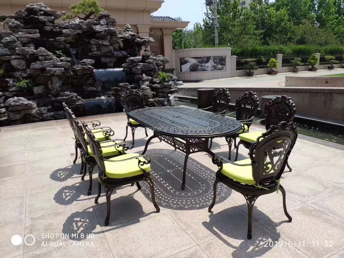 Bistro Outdoor Dining  Cafe Garden Use  For Balcony French style  aluminum stackabe wicker rattan Bamboo looking  Chair