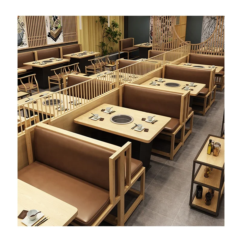 
Hot Pot Table Smokeless Rectangle White Wooden Hotpot Table 