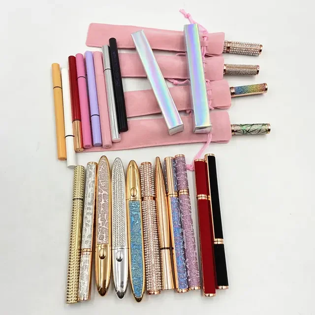 Wholesale Waterproof Fast Drying Eyelashes Liquid Liner Pen With Private Label Fashion Rhine Stone Magic Glue Adhesive Eyeliner