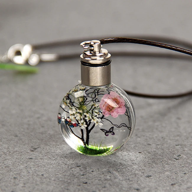 New Fashion LED Light  Necklace DIY Creative Personality Glass Pendant Necklace