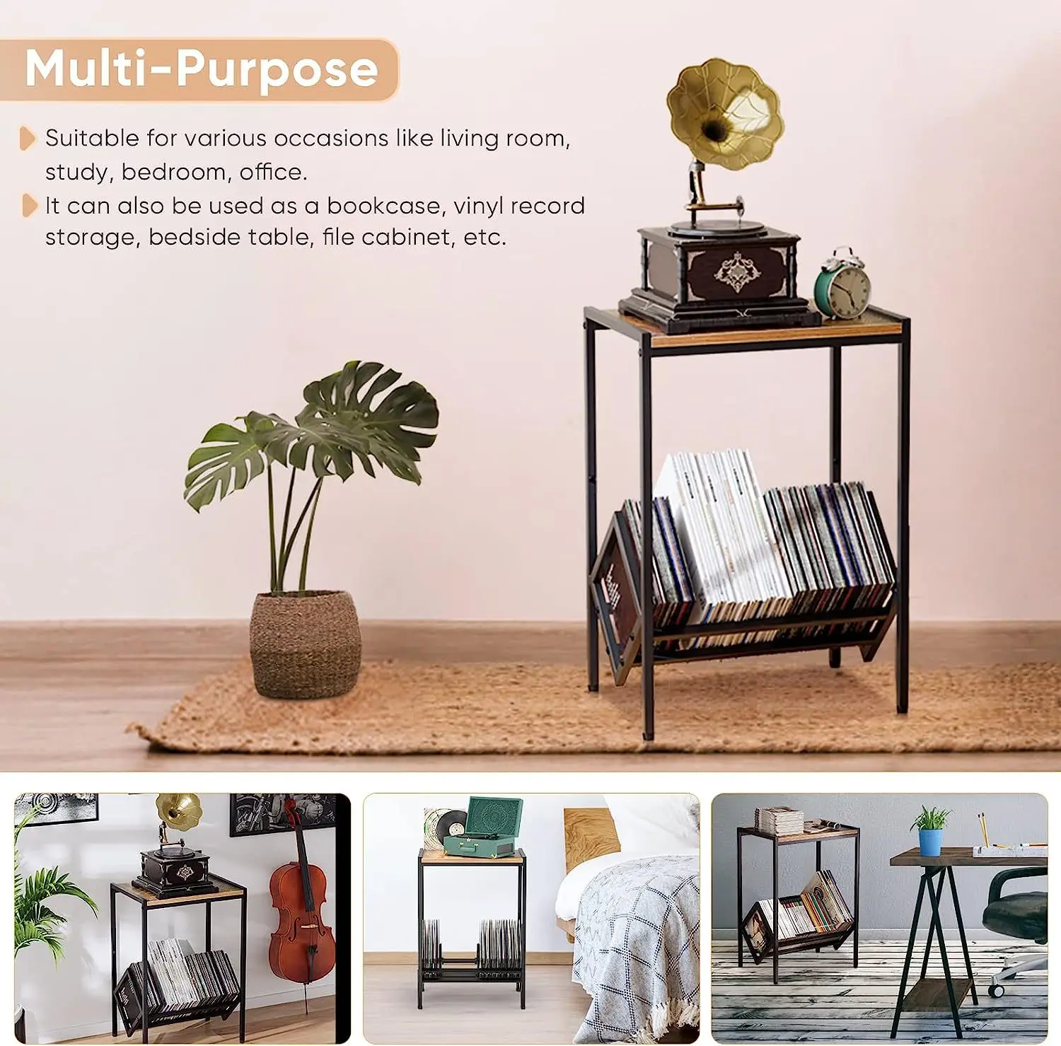 book storage organizer display shelf rack CD Album Display Rack Record Storage Holder Vinyl Record Storage Table