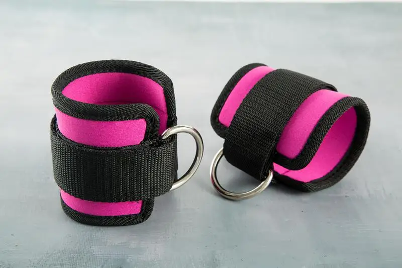 Adjustable Neoprene Padded Ankle Straps Ankle Cuffs for gym Fitness cable machines with Double D-Ring