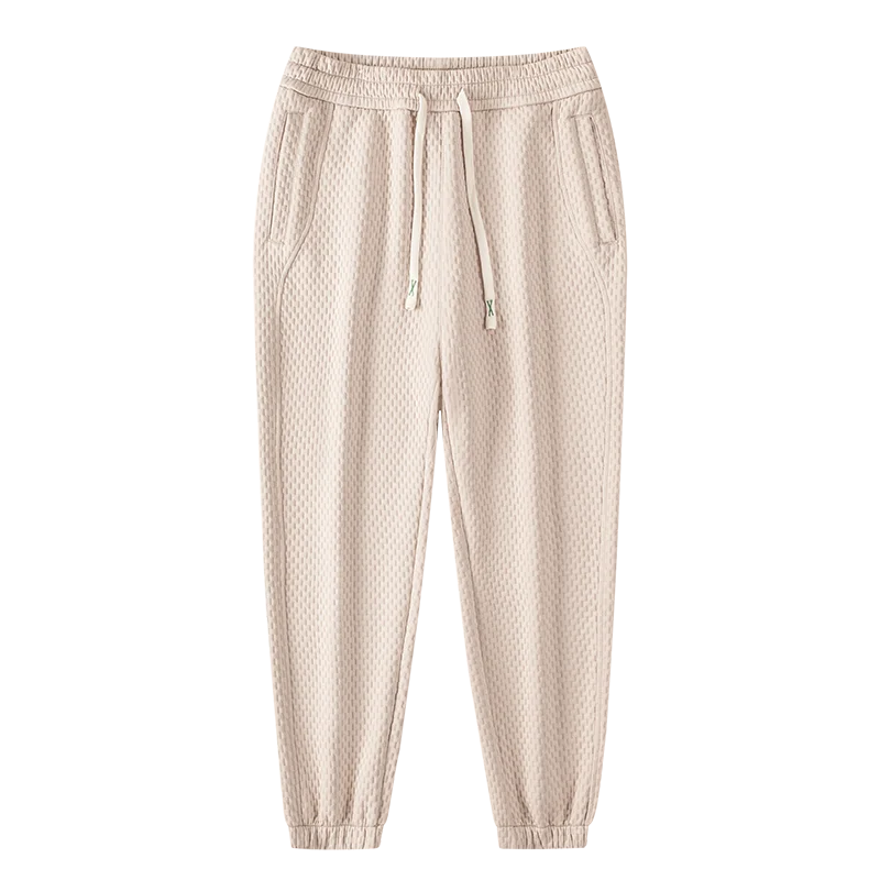 Wholesales Khaki Waffle Style Sweat Pants Loose Large Straight Autumn Custom Leggings Pants for Men