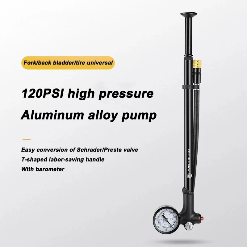 RIDERACE Bike High-pressure 120PSI Air Pump Mountain Bicycle Portable Pump With Gauge For Fork & Rear Suspension Shock Absorber