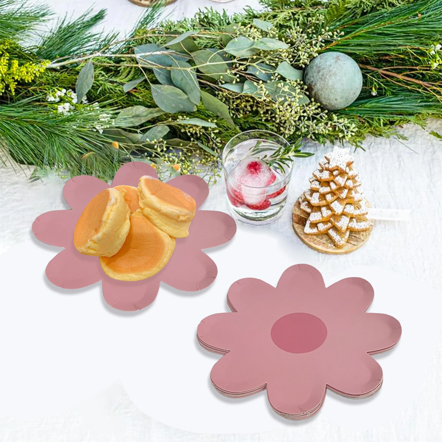 Factory wholesale 40pcs Food Decor Cake Plates Flower Shaped Party Plates Picnic Paper Plates