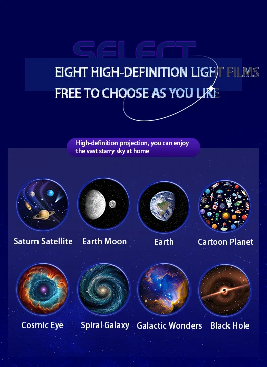 Starry Projector Lamp Children Bedroom Night LED Light  Decor Remote Control Rotating Star Galaxy Moon Projector Table Lamp