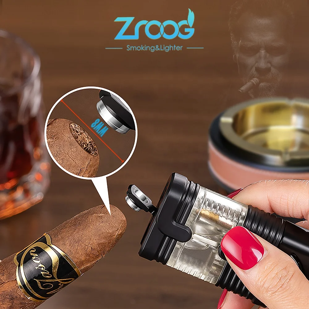 Torch Lighter Triple 3 Jet Flame Adjustable Lighter Windproof Refillable Butane Gas Lighter Fuel Visible Pocket Lighter