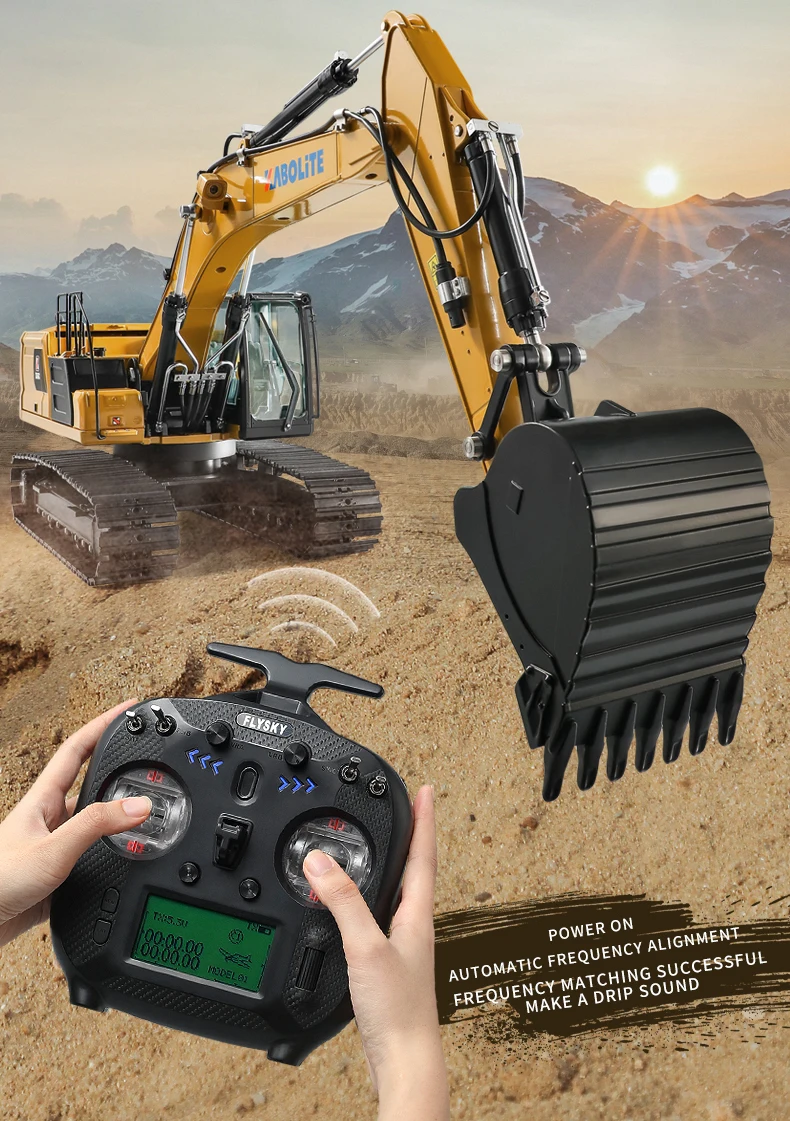 Newest HUINA K961-100 Kabolite RC Car 1/18 Scale Simulation Metal Hydraulic Excavator Remote Control Truck RC Functional Model