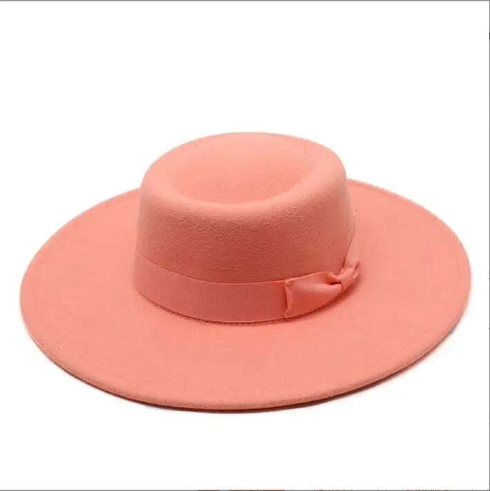Fedora Caps Panama Beach Street Cap Women Retro Panamanian Woolen Hat Ladies British Elegant Flat Top Felt Jazz Hat Top Hats