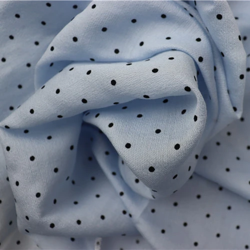 Trendy Style Black Dot Pattern Fabric Flocking Fashion Textile Fabrics For Apparel